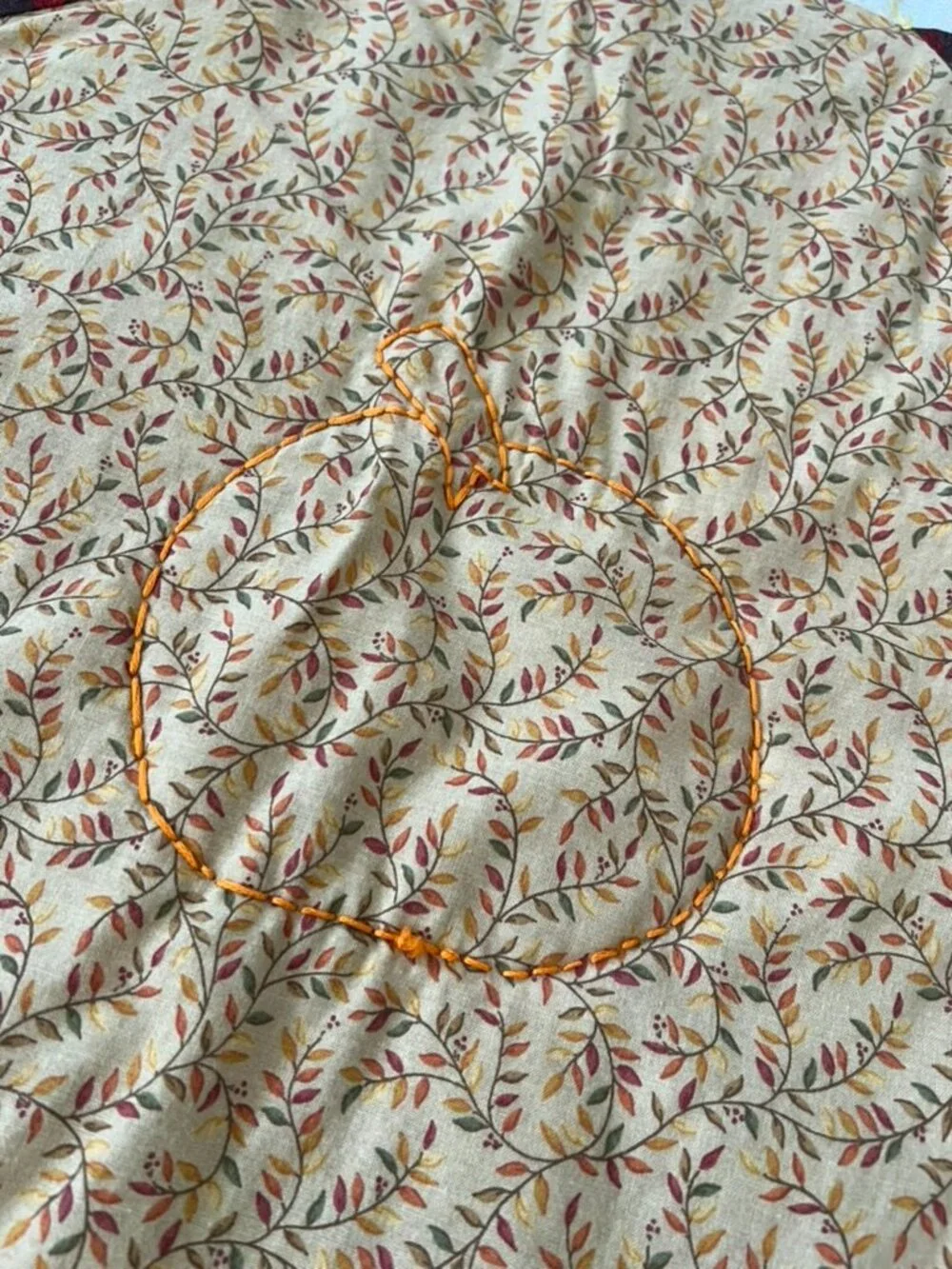 Handmade Fall Patchwork Quilt 64x64 Pumpkin Sunflower Autumn Throw